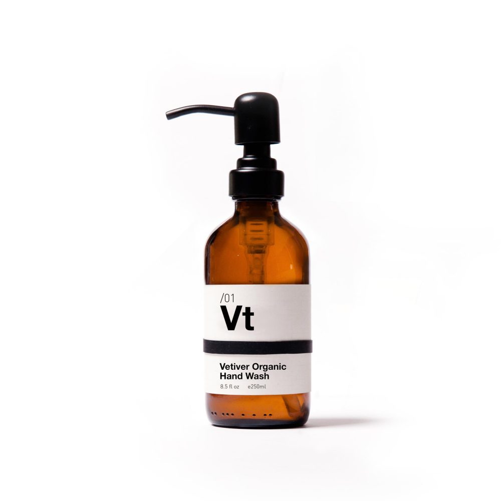 Vt/01 Vetiver Organic Hand Wash 250ml (Glass Bottle with Metal Pump)