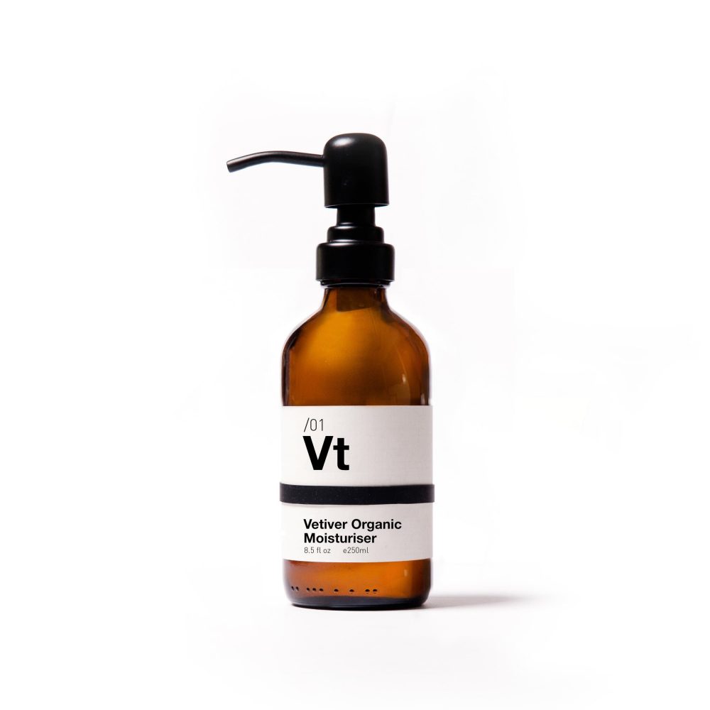 Vt/01 Vetiver Organic Moisturiser 250ml (Glass Bottle with Metal Pump)
